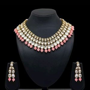 Pearl kundan necklace and earrings